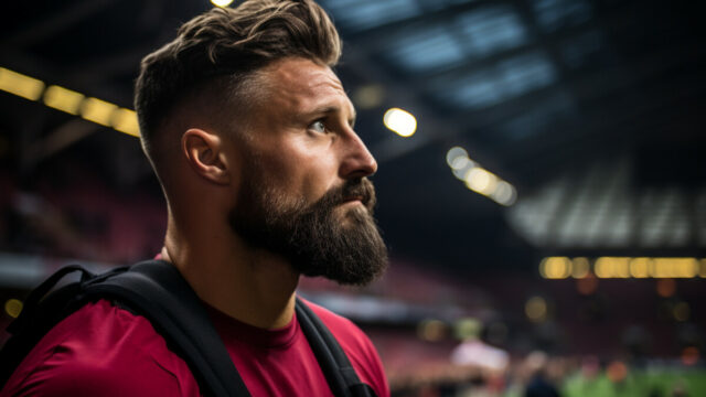 Giroud lors du match AC Milan Dortmund le 28 Novembre