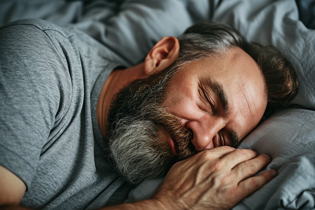 Un homme qui dort dans son lit