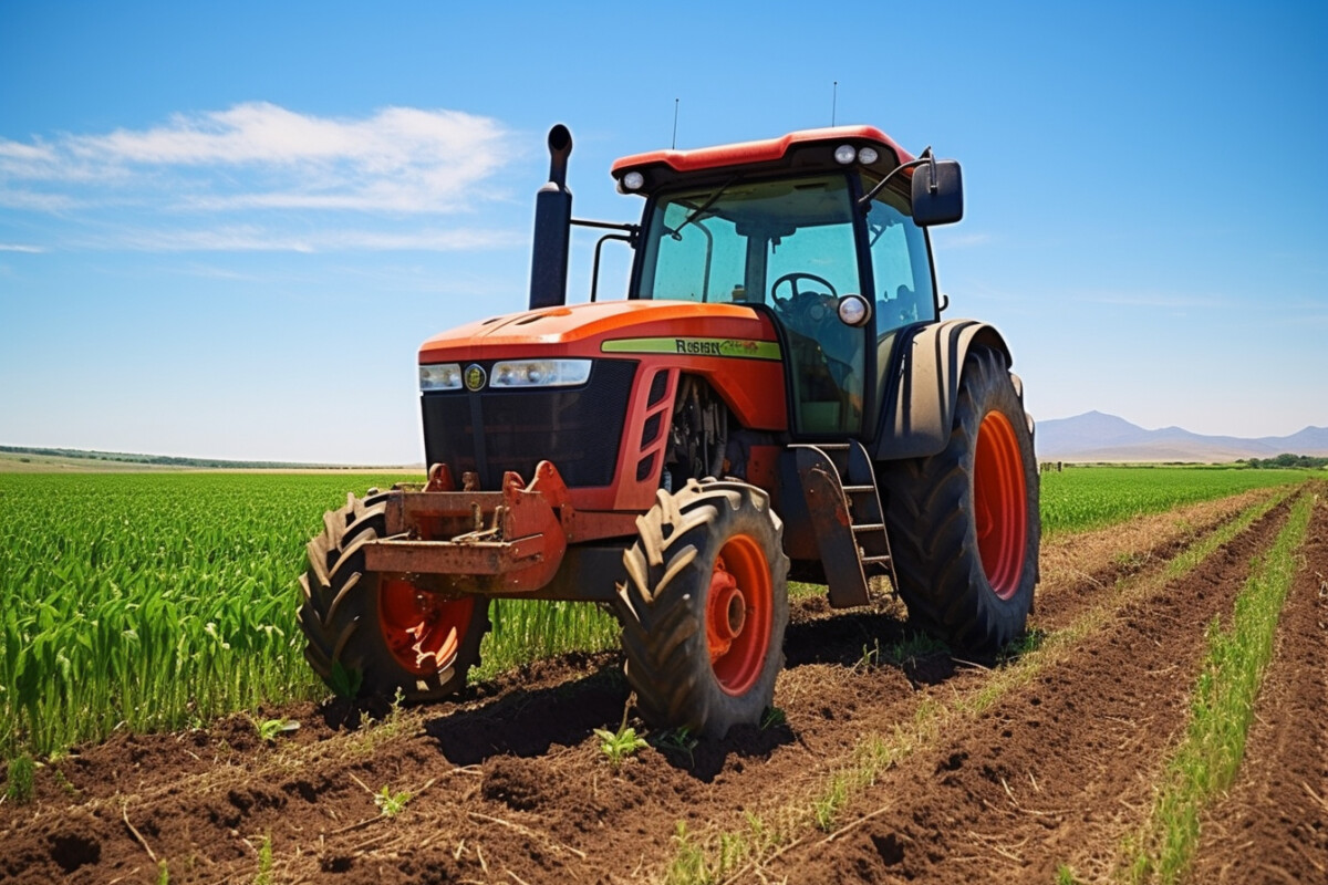 Un tracteur sur un champ de culture