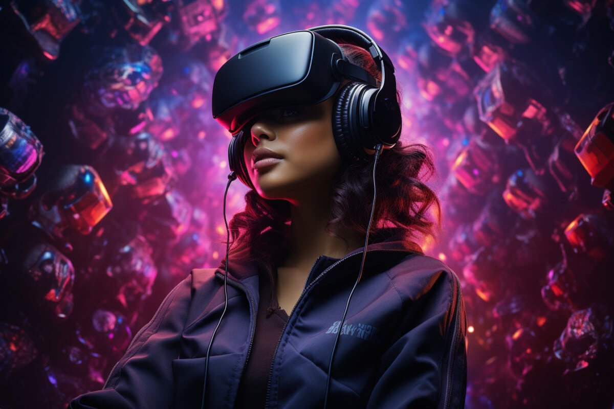 Une femme avec une casque VR