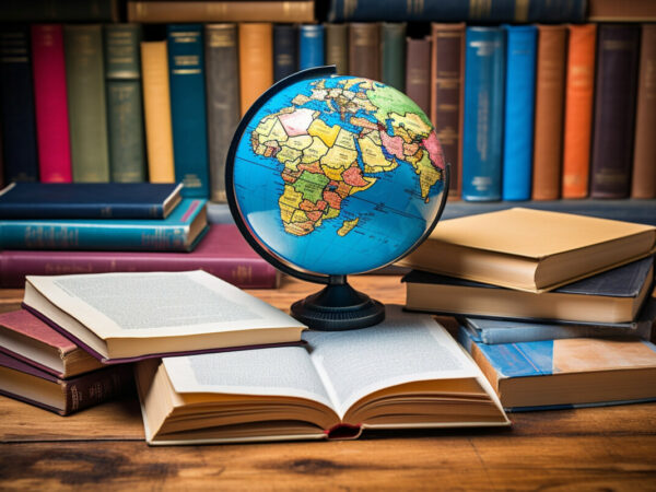 Des livres avec un globe