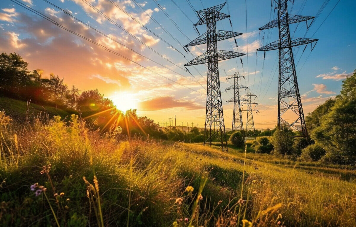 Des poteaux conducteurs d'électricité