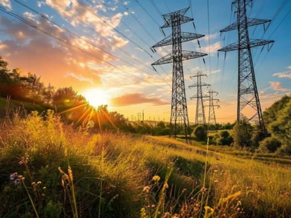 Des poteaux conducteurs d'électricité