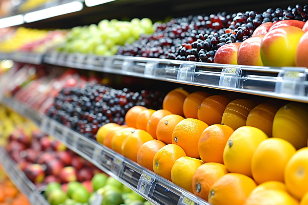 Des fruits dans un supermarché