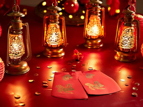 all images red envelopes lanterns table
