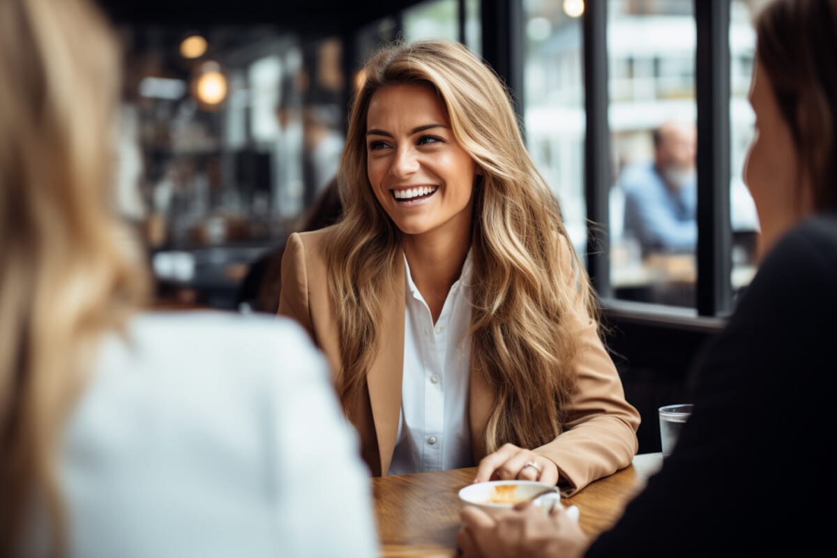 Une employée à la cafétéria