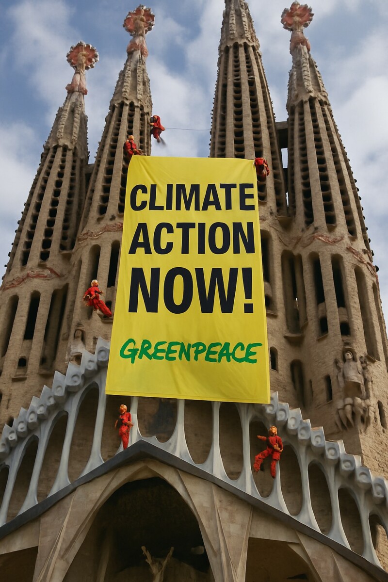 des militants écologistes ont aspergé la célèbre basilique sagrada familia de peinture pour attirer l'attention sur l'urgence climatique. découvrez les détails de cette action choc, ses motivations et ses conséquences.
