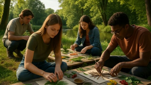 à segré-en-anjou bleu, des lycéens allient écologie et art lors d’ateliers créatifs pour se reconnecter à la nature et sensibiliser à sa protection.