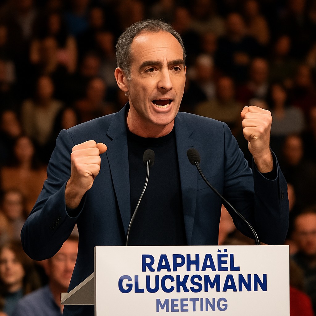 lors du meeting de place publique, raphaël glucksmann affirme sa détermination et promet une victoire éclatante aux élections de 2027.