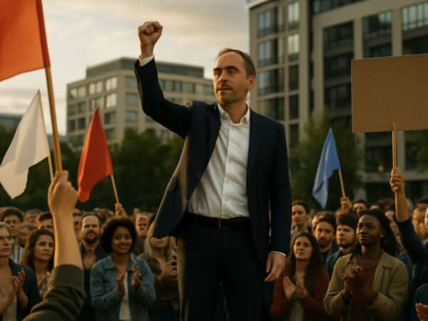 lors du meeting de place publique, raphaël glucksmann affirme sa confiance en une victoire décisive aux élections de 2027.