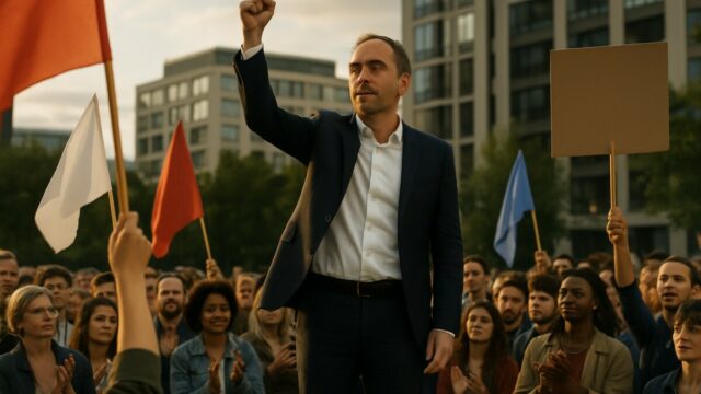 lors du meeting de place publique, raphaël glucksmann affirme sa confiance en une victoire décisive aux élections de 2027.