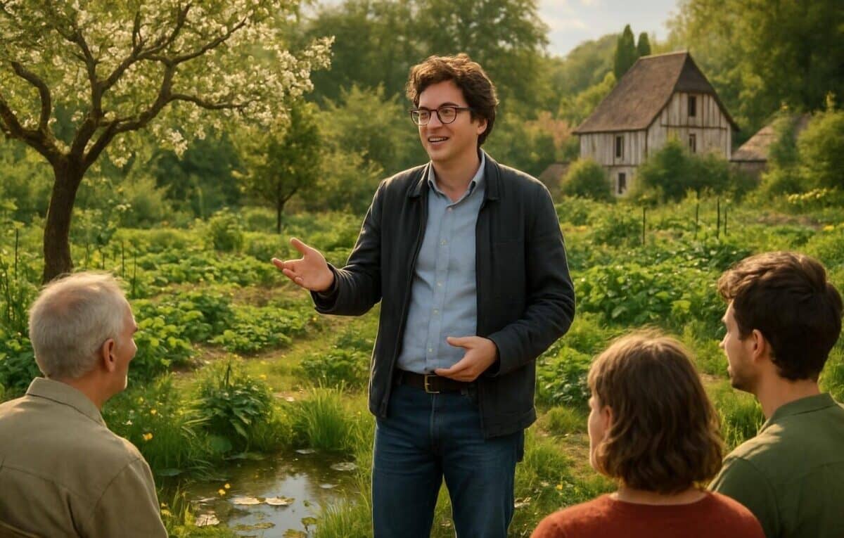 découvrez la rencontre inspirante avec gaspard koenig au bec-hellouin, un échange passionnant autour des enjeux de l'écologie et de la biodiversité.