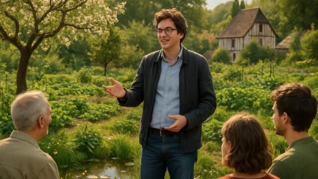 découvrez la rencontre inspirante avec gaspard koenig au bec-hellouin, un échange passionnant autour des enjeux de l'écologie et de la biodiversité.