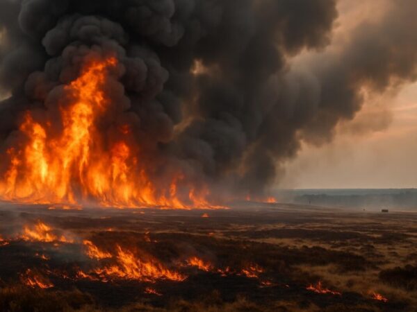 un incendie géant dévaste 2 700 hectares de tourbe dans les fagnes en belgique, un feu presque impossible à maîtriser mettant en danger l'écosystème local.